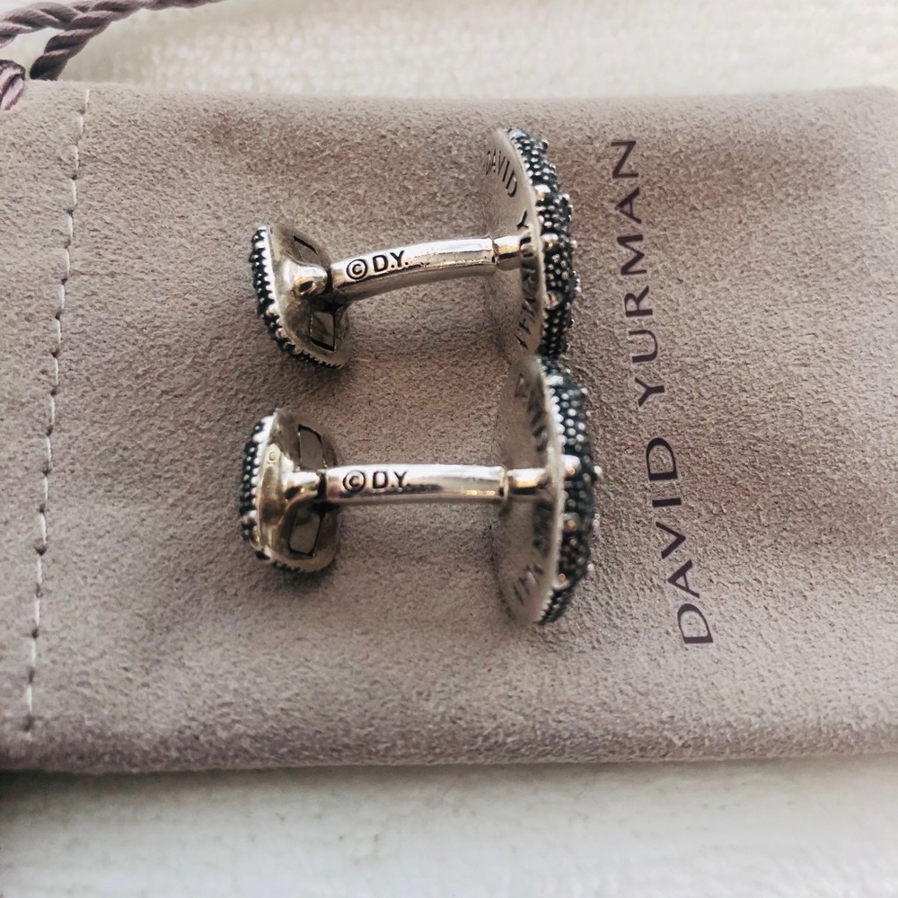 David Yurman Sea Urchin Cufflinks w/Blue Sapphire RARE - Picture 6 of 14